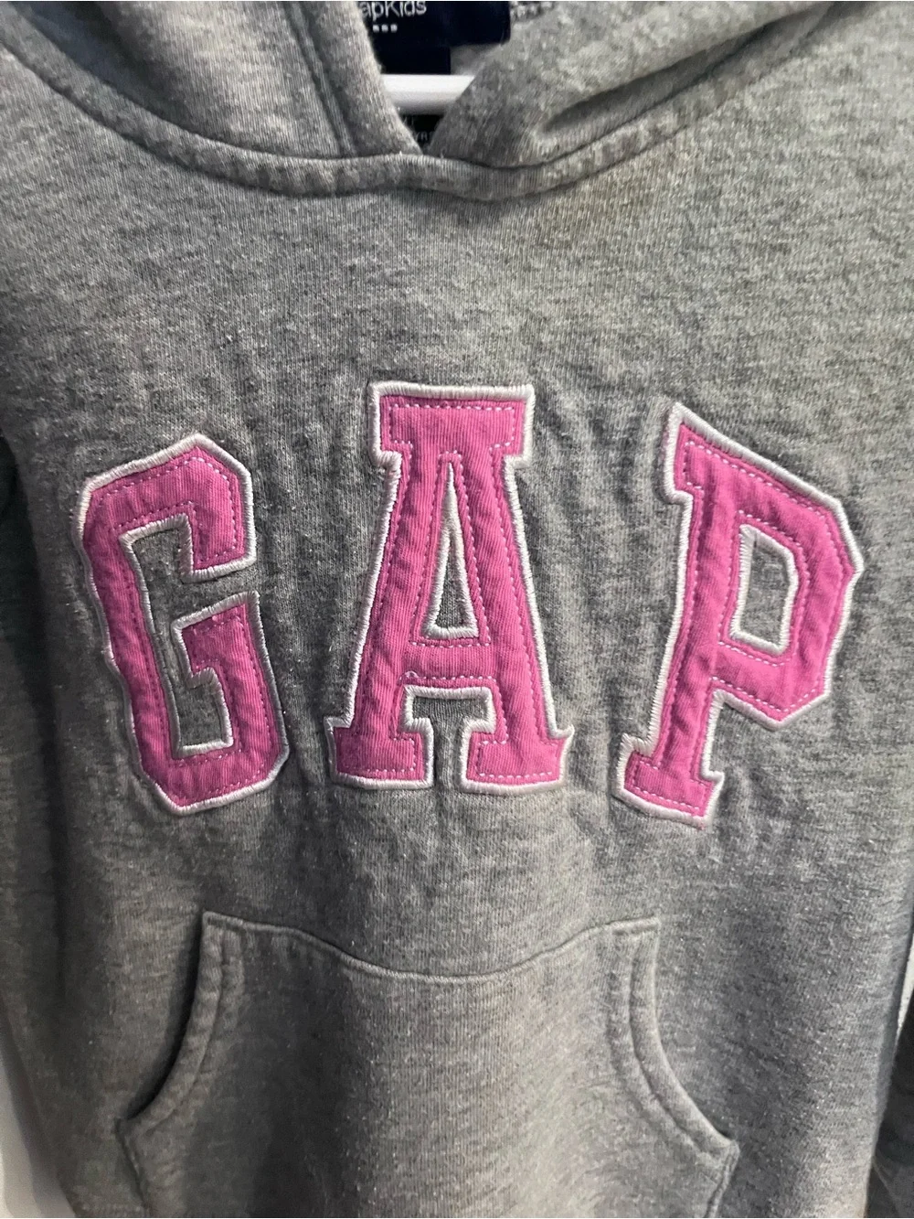 GAP Gray Hoodie with Pink Logo Letters